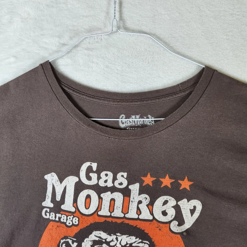 Gas Monkey Garage T-Shirt Mens 2XL Brown Graphic Print‎ Cotton Tee